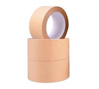 1ABOVE 3pk Brown Kraft Paper Packing Tape, 48mm x 50m, 140 micron Strong Recyclable Brown Kraft Paper Tape for Moving, Parcel Packaging and Multi-use (3)