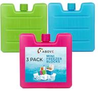 1Above 3pk Mini Freezer Blocks, Long Lasting Reusable Family Pack Ice Block for Cool Box, Cooler Bag to Keep Drink, Food, Lunch Boxes Cool