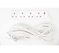 1ABOVE 4 Gang Way 10m Power Adapter, Multi Socket Mains Strip White Extension Lead UK Pin Plug and Cable, (4 GANG 10 M, WHITE)