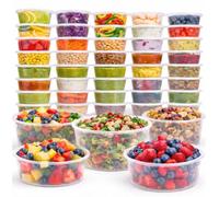 1ABOVE 50 Pack Round Plastic Food Containers with Lids - Reusable Leakproof BPA-Free Meal Prep Storage, Microwave, Freezer & Dishwasher Safe (300ML)