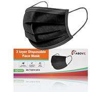 1Above 50pk- Disposable 3-Layer Face Masks, High Filterability, Suitable For Sensitive Skin (Black)