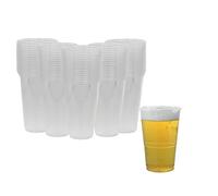 1ABOVE 50pk Half Pint Glasses, 330ml- Half Pint Plastic Cup, Strong Plastic Beer Cups Glasses Disposable Tumblers