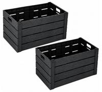 1ABOVE 60L Rustic Wood Effect Folding Storage Crate- Heavy Duty Collapsible Plastic Storage Boxes with Carry Handles, Foldable Organiser for Toys, Groceries, Shelves, Home, Office & Car Boot (2)