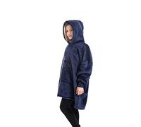 1ABOVE 75cm Oversized Sherpa Hoodie Ultra Soft Sherpa Hooded Super Soft Warm Comfortable Sweatshirt Fleece Warm Cosy Comfy Oversized Hoodie for Children Blanket with Sleeves and Pocket (NAVY BLUE)