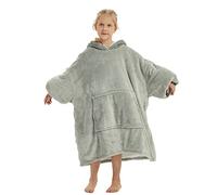 1ABOVE 75cm Oversized Sherpa Hoodie Ultra Soft Sherpa Hooded Super Soft Warm Comfortable Sweatshirt Fleece Warm Cosy Comfy Oversized Hoodie for Children Blanket with Sleeves and Pocket (LIGHT GREY)