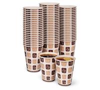 1ABOVE 8oz Printed Disposable Paper Cups (50 Pack) - Coffee Design Hot & Cold Drink Cups, Strong & Recyclable for Tea, Coffee, Office, Picnic & Parties