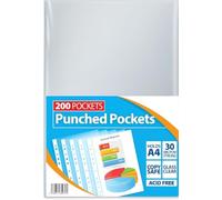 1ABOVE A4 Clear Plastic Wallets 30 Micron Poly Pockets 200 Pack