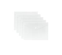 1ABOVE A4 Clear Popper Wallets - Pack of 5 Plastic Document Folders with Snap Closure, Transparent Filing Wallets for Office, School & Home Organization