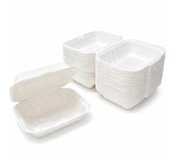 1ABOVE Bagasse Clamshell Takeaway Boxes 7×6 Inch - Pack of 50 | Biodegradable, Compostable Disposable Food Containers