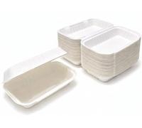 1ABOVE Bagasse Clamshell Takeaway Boxes 9×6 Inch - Pack of 50 | Biodegradable, Compostable Disposable Food Containers