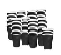 1ABOVE Disposable Insulated Paper Coffee Cups, 8 Ounce, Triple-Ply Ripple Design, Black, 100 Count