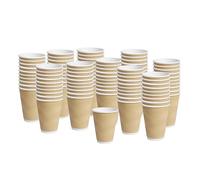 1ABOVE Disposable Insulated Paper Coffee Cups, 8 Ounce, Triple-Ply Ripple Design, Brown, 100 Count