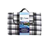 1ABOVE Family Picnic Blanket, Waterproof Backing Polyester Fleece Perfect for Picnic, Camping, Travelling or On the Beach - Size: (200 x 150 cm) (BLACK)