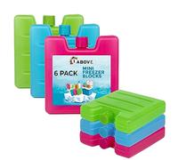 1Above Freezer Blocks 6 Pack | Reusable Ice Packs for Lunch Boxes, Cool Bags & Picnic - BPA Free, Leakproof, Long Lasting