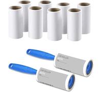 1ABOVE Lint Roller, 10 Sticky Replacement Heads with 2 Handles, Total 600 Easy Peel Sheets, Quickly Removes Animal Fur, Cat & Dog Hair, Dust & Fluff from Clothes, Furniture, Carpet