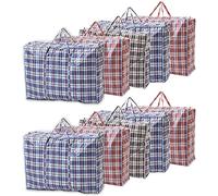 1ABOVE MEDIUM Strong Laundry,Shopping, Storage, Reusable Store, Cloth, Moving, Waterproof, Handles and Zipper Bags (10)