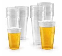 1ABOVE Mixed Pint Plastic Beer Glasses (100 Pack) - 50x Half Pint 330ml & 50x Full Pint 660ml, Strong Disposable Clear Tumblers for Parties, Events & Pubs