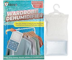 1ABOVE PACK OF 5 Hanging Wardrobe Dehumidifier, Condensation Remover, Moisture Absorber, Dehumidifiers for Damp, Mould, Moisture in Wardrobe, Bedroom, Caravan, Bathroom, Basement - 210 g