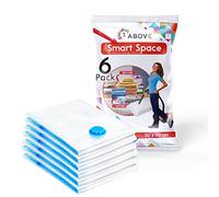 1ABOVE Pack of 6 Vacuum Compressed Storage Bags, Mould Moisture and Bug Proof, Double Zip High Sealing Triple Air Leak Patent Valve for Maximum Compression (MEDIUM)