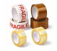 1ABOVE Packing Tape Set - 6 Rolls (2 Brown, 2 Clear, 2 Fragile) 48mm x 66m | Heavy Duty Parcel Tape for Moving, Shipping & Storage Boxes