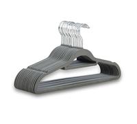 1ABOVE Premium Quality 20 pack Non-Slip Velvet Hangers (44cm) Heavy Duty Velvet Suit Hangers with Tie Bar, 360° Swivel Hooks - Space saving, sturdy to hold Jacket, Jumper & Pullover(Set of 20-GREY)
