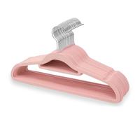 1ABOVE Premium Quality 20 pack Non-Slip Velvet Hangers (44cm) Heavy Duty Velvet Suit Hangers with Tie Bar, 360° Swivel Hooks - Space saving, sturdy to hold Jacket, Jumper & Pullover(Set of 20-PINK)