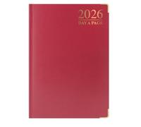 1ABOVE Premium Quality 2026 Diary | A5 Day to Page Diary | Hardback Gilt Edges Metal Corners for Home and Office Use (Red)