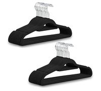 1ABOVE Premium Quality 50 pack Non-Slip Velvet Hangers (44cm) Heavy Duty Velvet Suit Hangers with Tie Bar, 360° Swivel Hooks - Space saving, sturdy to hold Jacket, Jumper & Pullover(Set of 50-BLACK)