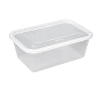 1ABOVE Secure Pack 50 x Microwave Clear Plastic Food Takeaway Heavy Duty Containers with Lids, Freezer & Dish Washer Safe - (750ML)