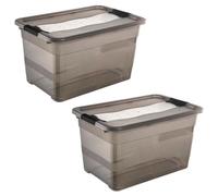 1ABOVE Storage Box with Lid and Sliding Closing Mechanism, Stackable Nestable Containers for Home and Office use (CRYSTAL GREY - 52 LITRE)