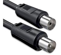 SAT antenna cable 1.5 meters 2x shielded coaxial plug > coaxial socket coax black St-Ku 75db