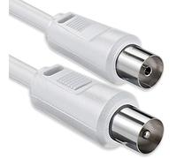 1aTTack.de Antenna cable 1.5 meters 2x shielded coax plug > coax socket coax white St-Ku 75db 1.5m