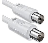 1aTTack.de Antenna cable 1.5 meters 2x shielded coax plug > coax socket coax white St-Ku 75db 1.5m