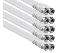 1aTTack Coaxial Connection Cable Antenna Cable Sat Cable F-Connector Coaxial Male to Coaxial Female Double-Shielded / Triple Shielded / Quadruple Shielded / 75 db / 85 db / 100 db / 110 db / 120 db / 125 db SAT weiß F-F 75db (5 Stück) 1,5 Meter