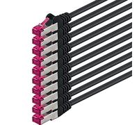 1aTTack.de 0.25 m - black - 10 pieces - network cable CAT6a (10Gb/s) S-FTP CAT 6a Lanka cable - GHMT certified PIMF 500 MHz Cat5 Cat5e Cat6 Cat6a Cat7 for switch, router, modem, Internet