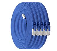 1aTTack.de 0.25 m - blue - pack of 5 Cat7 flat cable network cable Cat 7 raw cable Gigabit Lan (10Gbit/s) ribbon cable installation cable patch cable flat slim Rj 45 plug Cat6a