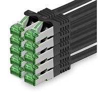1aTTack.de 0.25 M Cat.7 Network Cable Pack of 10 Cat7 Patch Cable Lan Cable Ethernet RJ45 10 Gbit/s (All Internet Speeds) Black 0.25 Meter