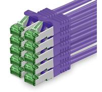 1aTTack.de 0.25 M Cat.7 Network Cable Pack of 10 Cat7 Patch Cable Lan Cable Ethernet RJ45 10 Gbit/s (All Internet Speeds) Purple 0.25 Meters