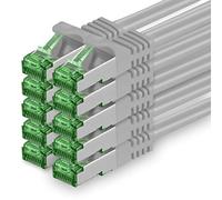 1aTTack.de 0.25 M Cat.7 Network Cable Pack of 10 Cat7 Patch Cable Lan Cable Ethernet RJ45 10 Gbit/s (All Internet Speeds) Gray 0.25 Meter