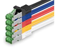 1aTTack.de 0.25 M Cat.7 Network Cable Pack of 5 Cat7 Patch Cable Lan Cable Ethernet RJ45 10 Gbit/s (All Internet Speeds) 5 Colors 0.25 Meter