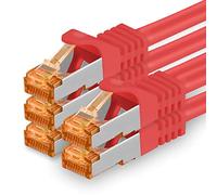 1aTTack.de 0.25 m - Cat.7 Network Cable Red - Pack of 5 Gigabit Ethernet LAN Cable 10000 Mbit S Patch Cable Cat7 Cable S FTP PIMF Shielding LSZH Cat.7 Raw Cable RJ45 Connector Cat 6a - 5 x 0.25 m