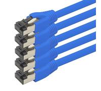 1aTTack.de 0.25 m Cat 8 network cable CAT8 cable blue - pack of 5 Cat.8 Lan 2000 MHz 40 Gbit s 40GBase-T Poe+ patch cable Ethernet cable LSZH - 5 x 0.25 meter blue