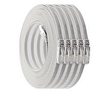 1aTTack.de 0.25 m - white - pack of 5 Cat7 flat cable network cable Cat 7 raw cable Gigabit Lan (10Gbit/s) ribbon cable installation cable patch cable flat slim Rj 45 plug Cat6a