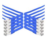 1aTTack.de 0.25m - blue - 10 pieces CAT.7 Gigabit Ethernet LAN ribbon ribbon cable (RJ45) network cable raw cable (10Gbit/s) installation cable flat slim compatible with Cat.5 - Cat.5e - Cat.6