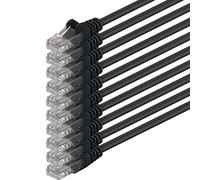 1aTTack.de 0.25m CAT.6 CAT6 Ethernet LAN Cable 1000 Mbit/s, 10x - black | Cat 6 internet patch cable, LAN network cable, for switch, router, modem and patch panel