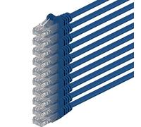 1aTTack.de 0.25m CAT.6 CAT6 Ethernet LAN Cable 1000 Mbit/s, 10x - blue | Cat 6 internet patch cable, LAN network cable, for switch, router, modem and patch panel