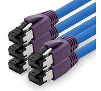 1aTTack.de 0.25m Cat.8 network cable CAT8 cable CAT 8 2000 MHz 40 Gbit s 40GBase-T high end Poe+ patch cable Ethernet cable AWG24 copper LSZH blue - 5 pieces 0.25m