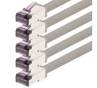 1aTTack.de - 0.25m - CAT6a Superflex Ethernet Gigabit LAN network cable RJ45 CAT6 A patch cable 10000 Mbit s SFTP PIMF 500 MHz compatible with CAT6 CAT5 - gray - 5 pieces