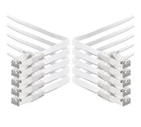 1aTTack.de 0.25m - white - 10 pieces CAT.7 Gigabit Ethernet LAN ribbon ribbon cable (RJ45) network cable raw cable (10Gbit/s) installation cable flat slim compatible with Cat.5 - Cat.5e - Cat.6