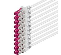 0.25m - white - 10 pieces - network cable CAT6a (10Gb/s) S-FTP CAT 6a Lankacable - GHMT certified PIMF 500 MHz Cat5 Cat5e Cat6 Cat6a Cat7 for switch, router, modem, Internet